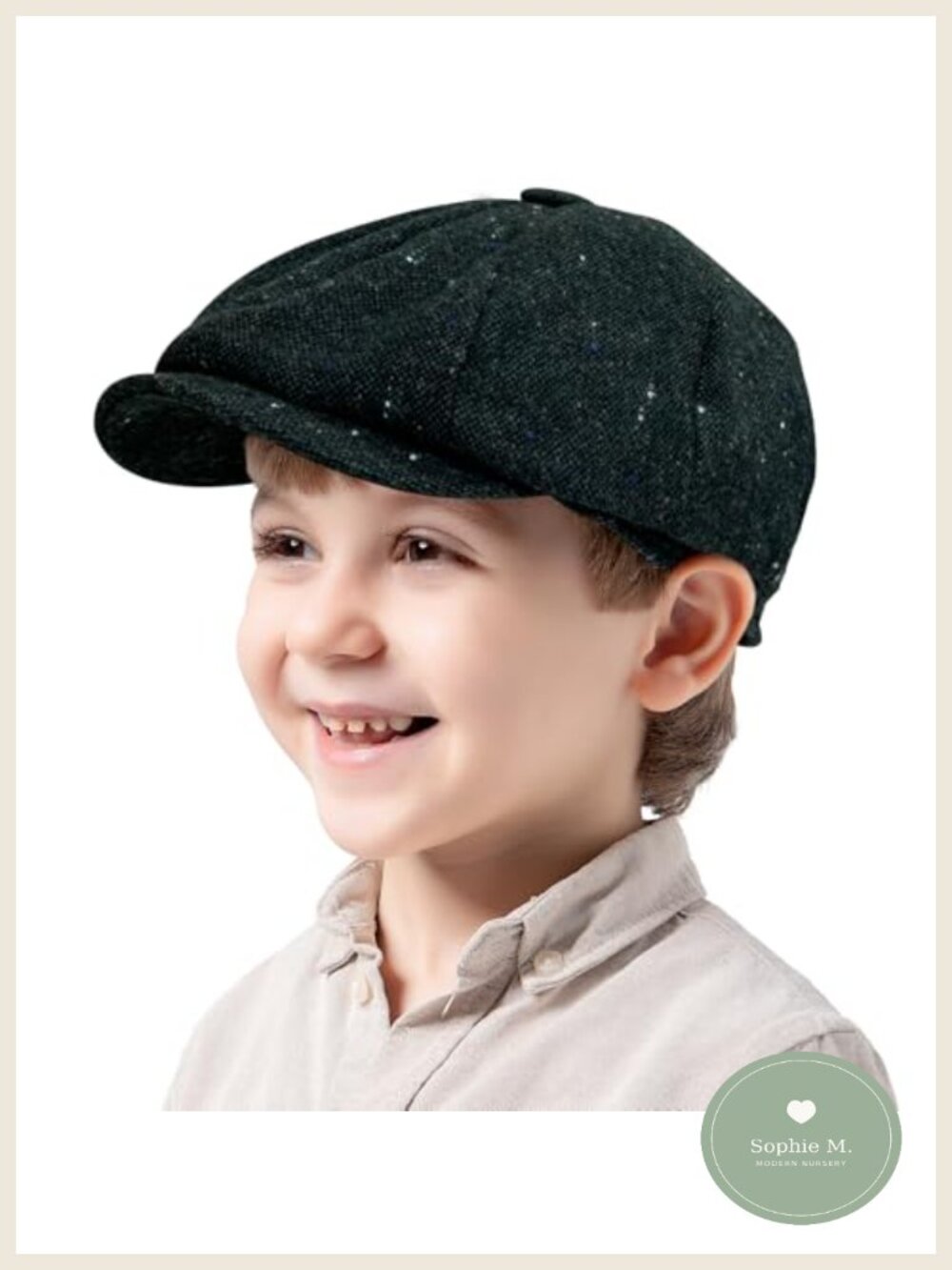 Kids Boys Vintage Newsboy Cap Wool Blend Tweed Flat Cabbie Hat